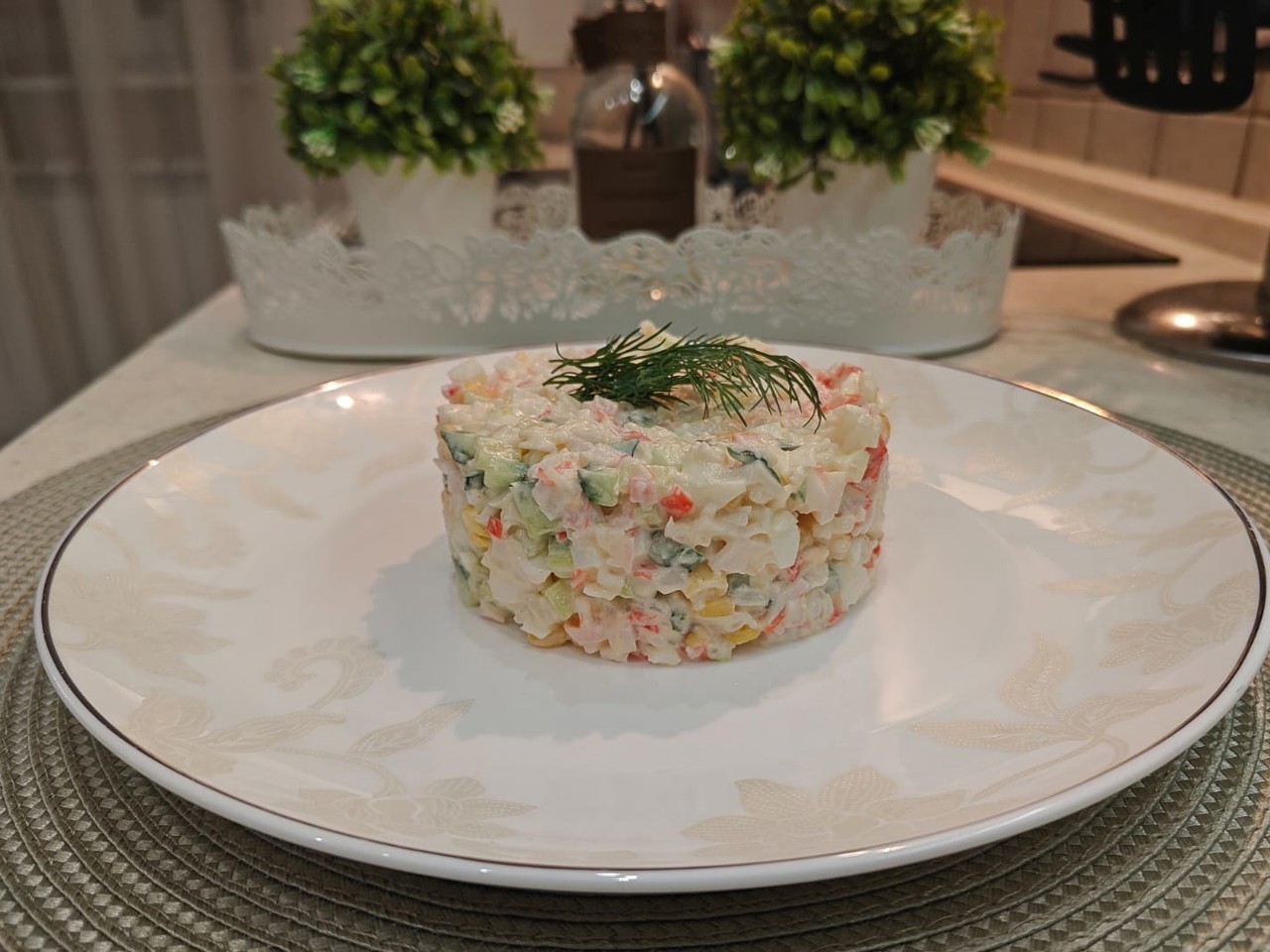 Crab Salad with Corn and Egg