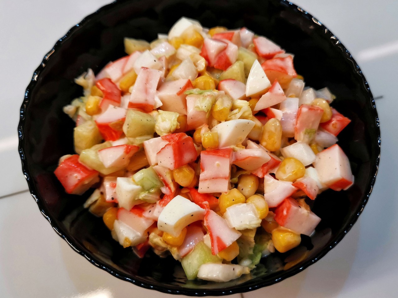 Crab Salad with Corn and Egg