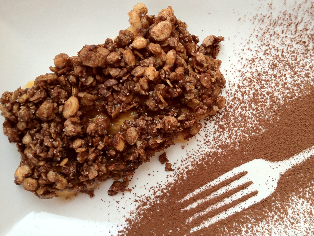 Crumble with Nectarines and Chocolate Granola