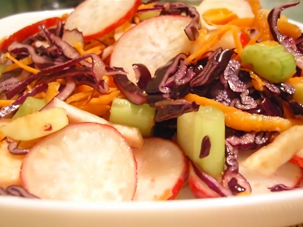 Red and White Vegetable Salad with Apple
