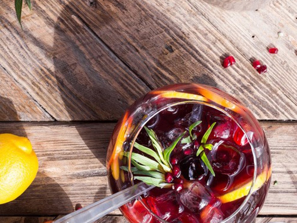 Red Punch with Pomegranate and Herbs