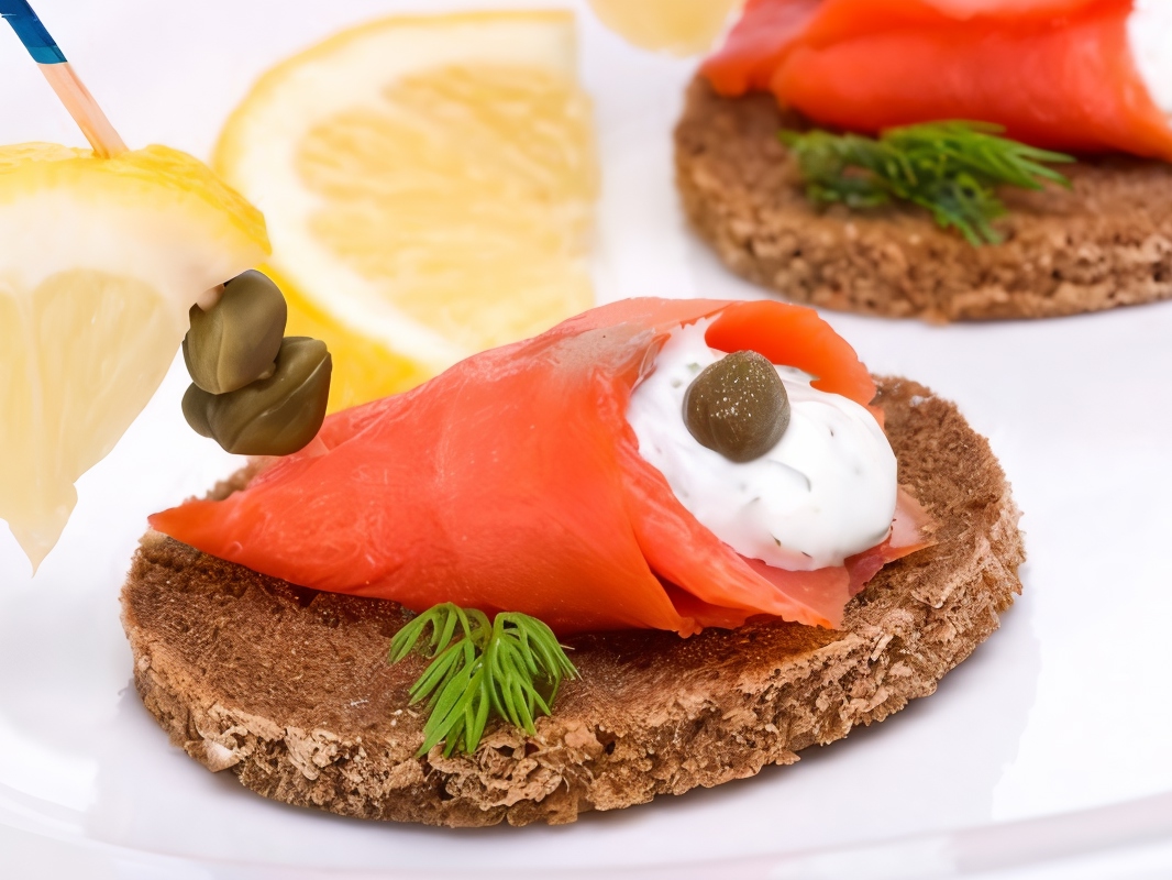 Crackers with Smoked Trout and Lemon-Dill Mayonnaise
