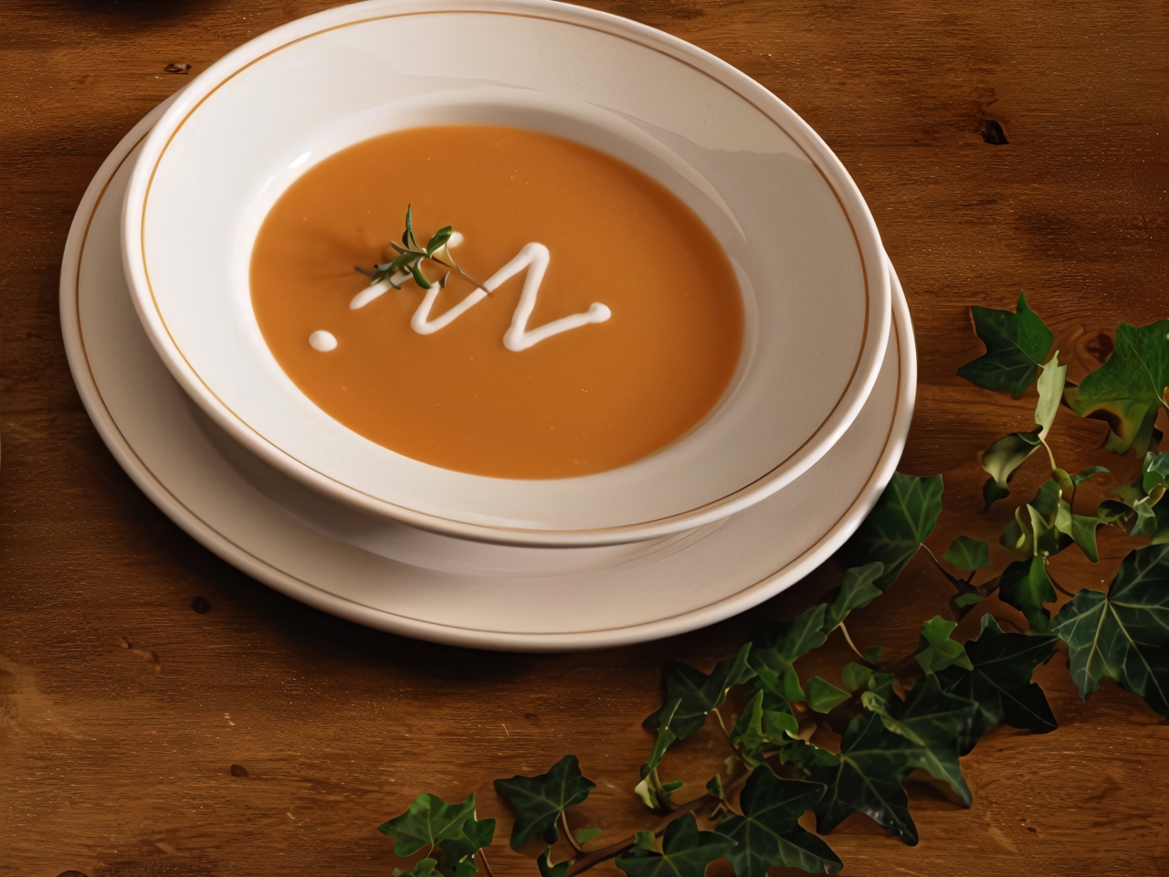 Sweet Potato Cream Soup with Coconut Milk and Cilantro