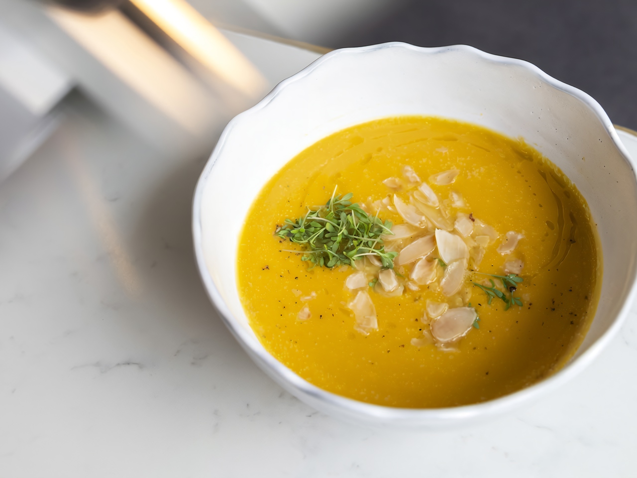 Pumpkin Cream Soup with Almonds