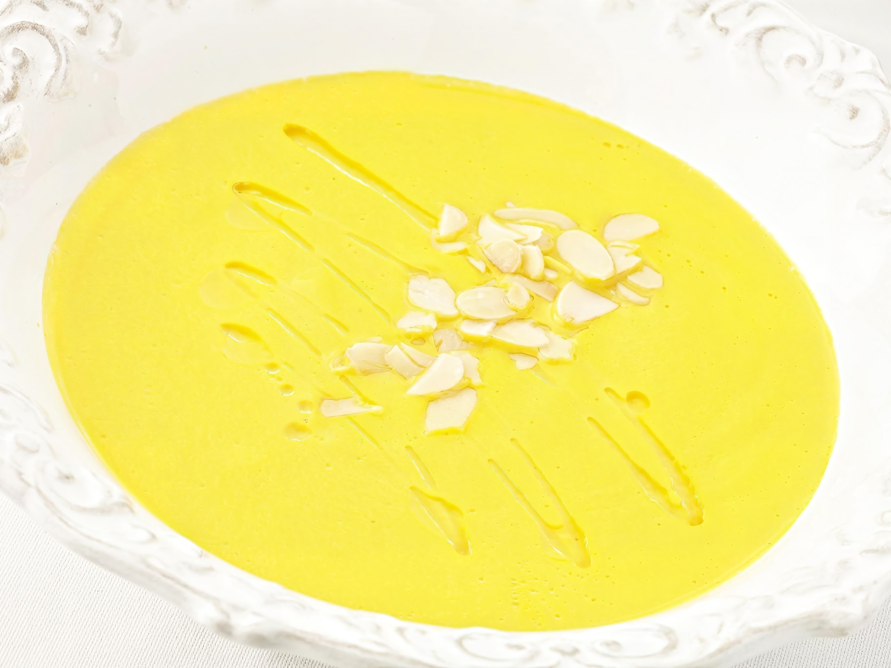 Pumpkin Cream Soup with Almond Flakes