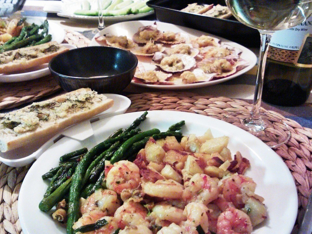 Tiger Shrimp with Garlic and Green Onions