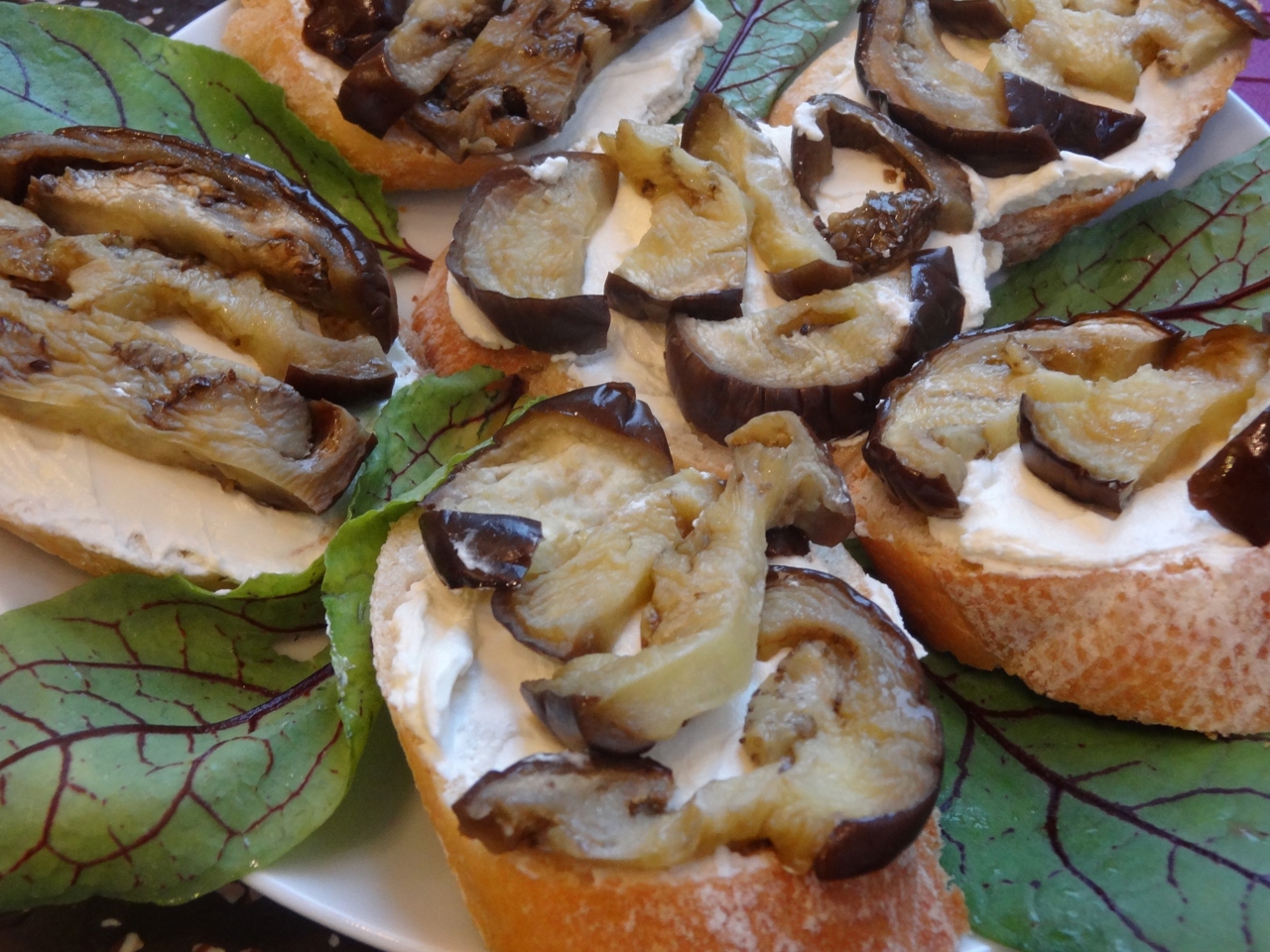 Crostini with Eggplant and Goat Cheese