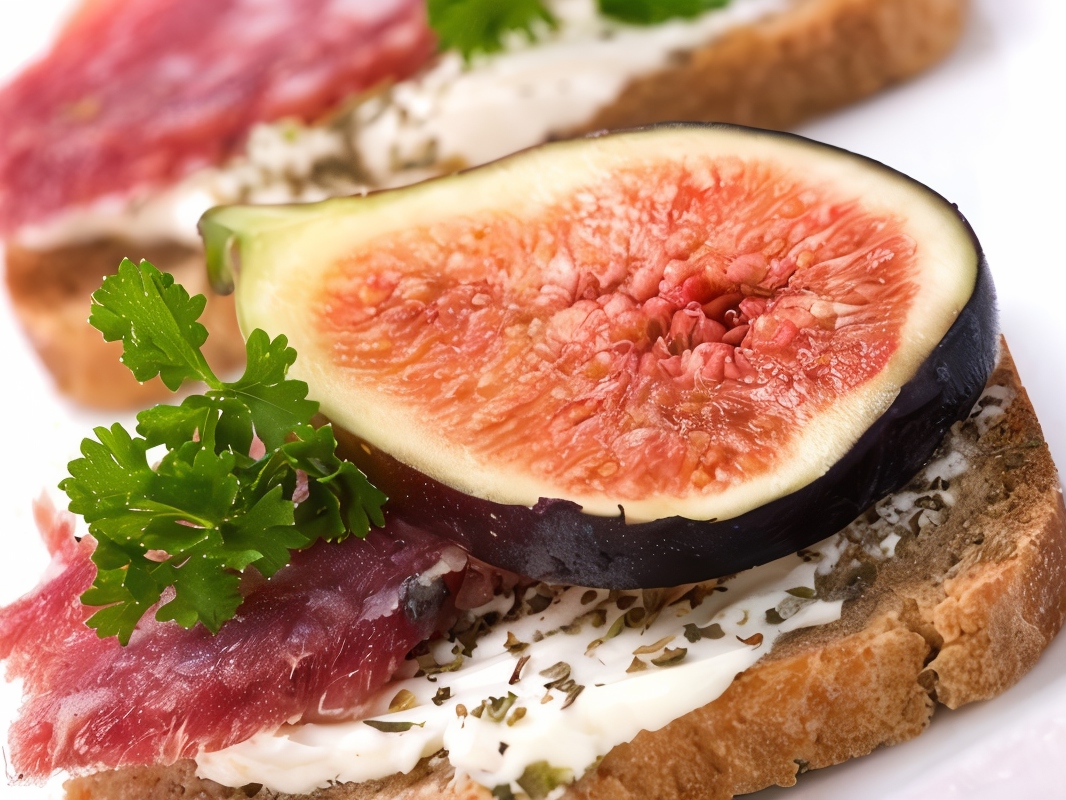 Crostini with Prosciutto, Fig, and Mint