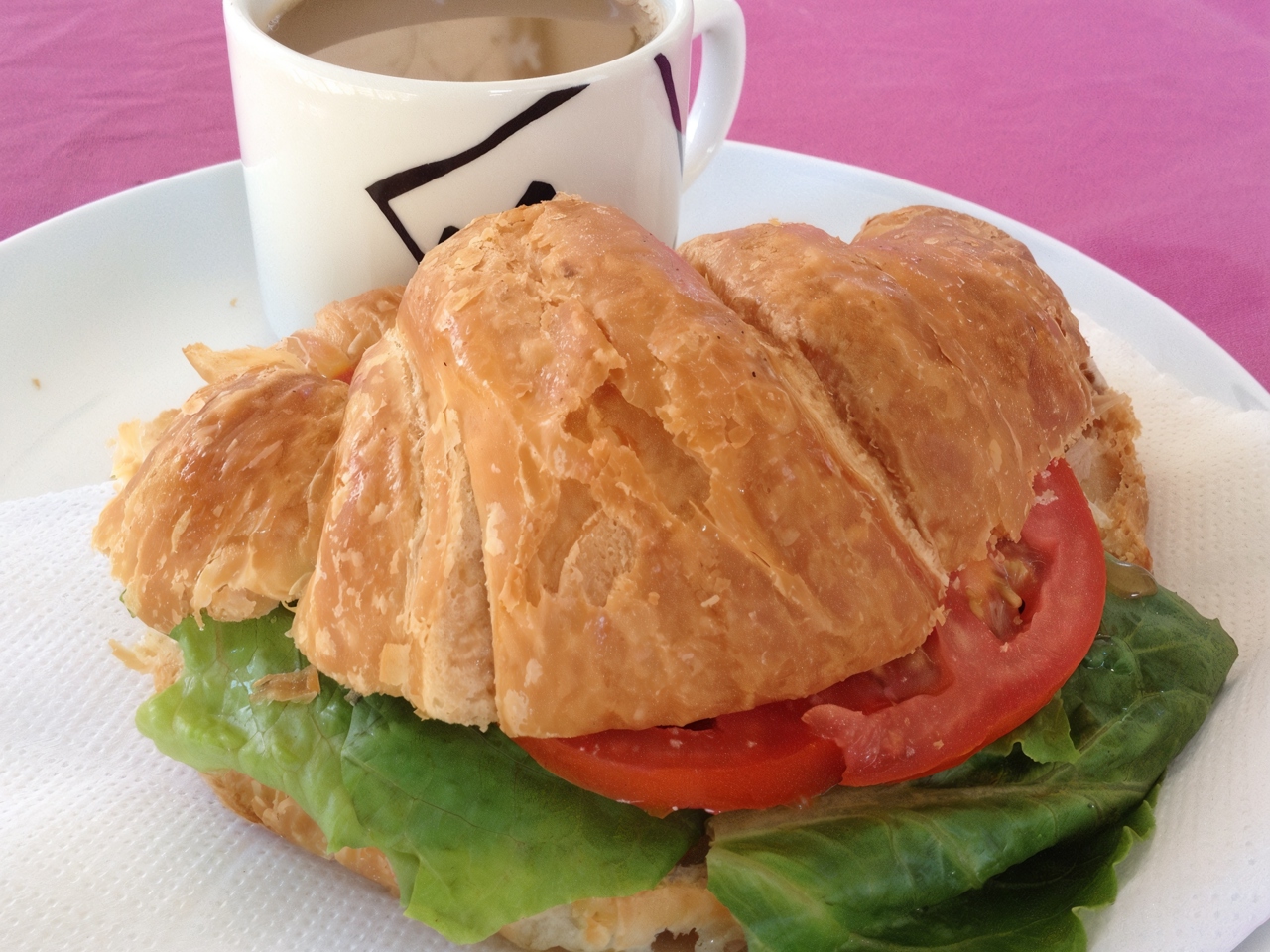 Tuna Croissant with Lettuce and Tomato