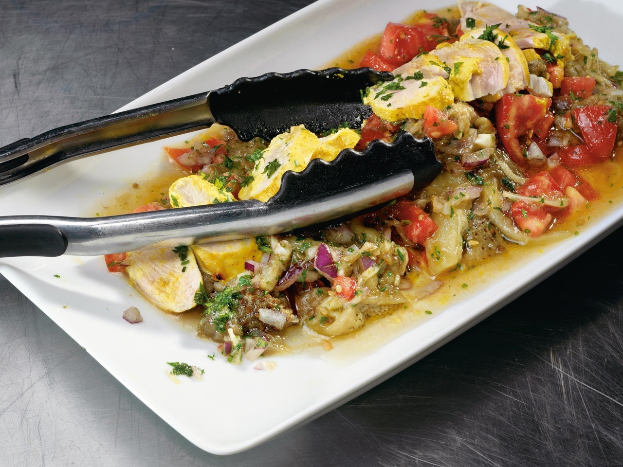 Chicken with Roasted Eggplants and Lemon Sauce