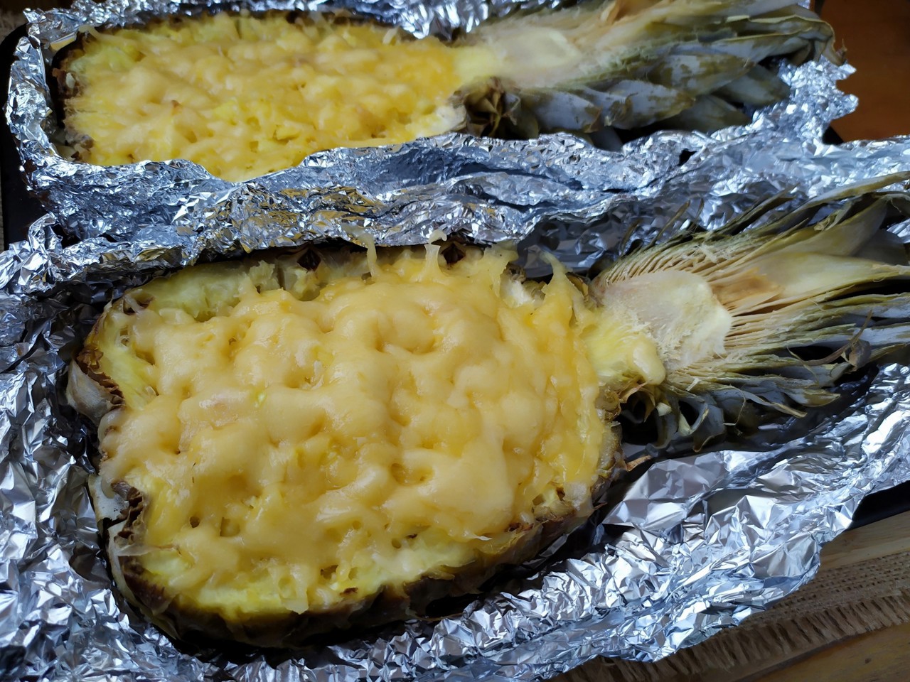 Chicken Baked in Pineapple with Cheese