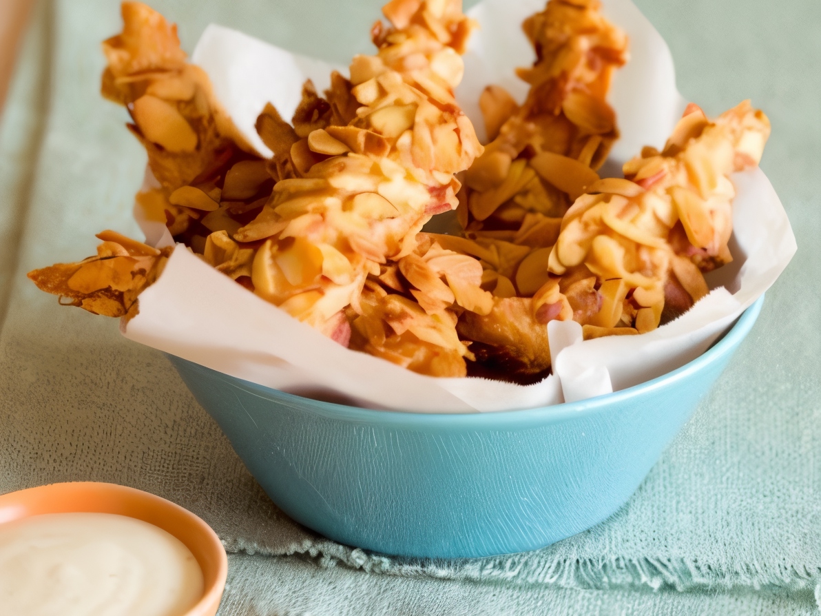 Chicken Pieces in Almond Crust with Brown Rice