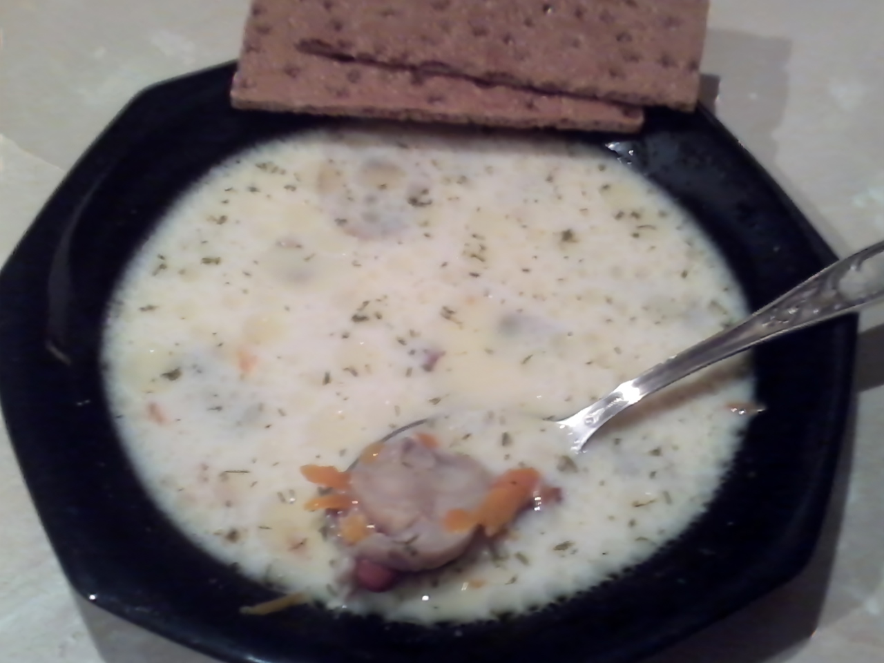 Chicken Broth with Mushrooms and Cream Cheese