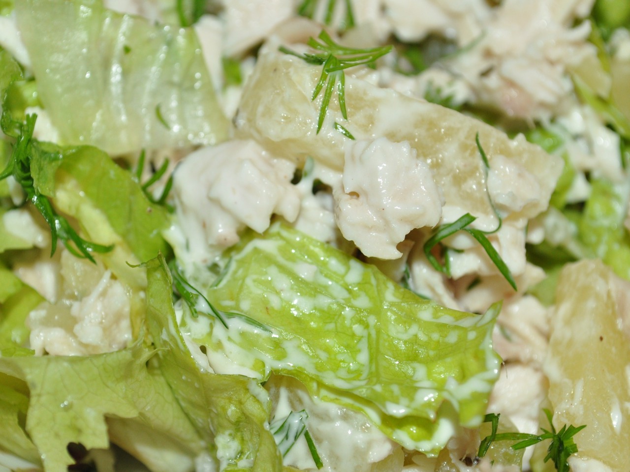 Chicken Salad with Colorful Peppers and Pineapple