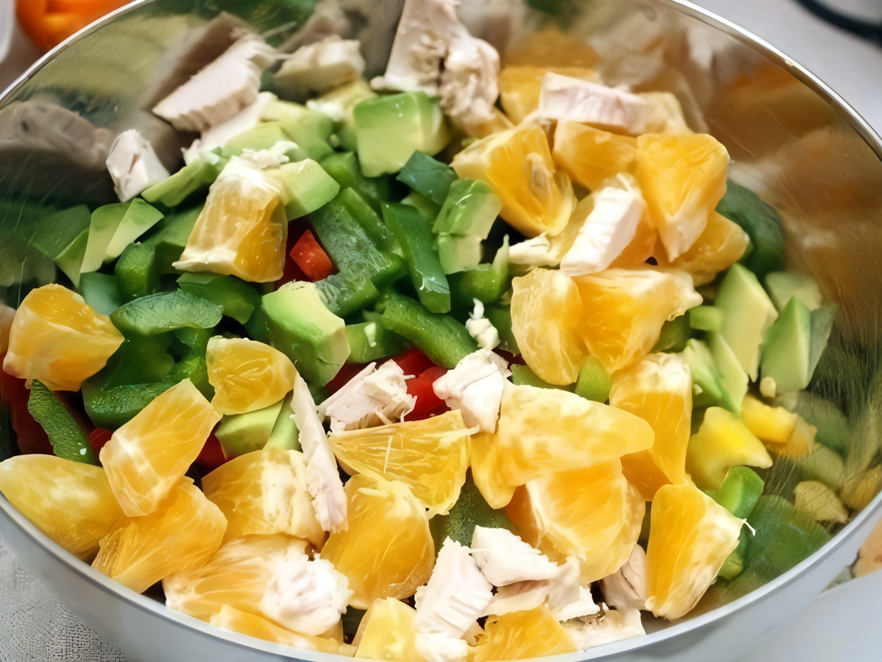 Chicken Salad with Bell Peppers and Avocado