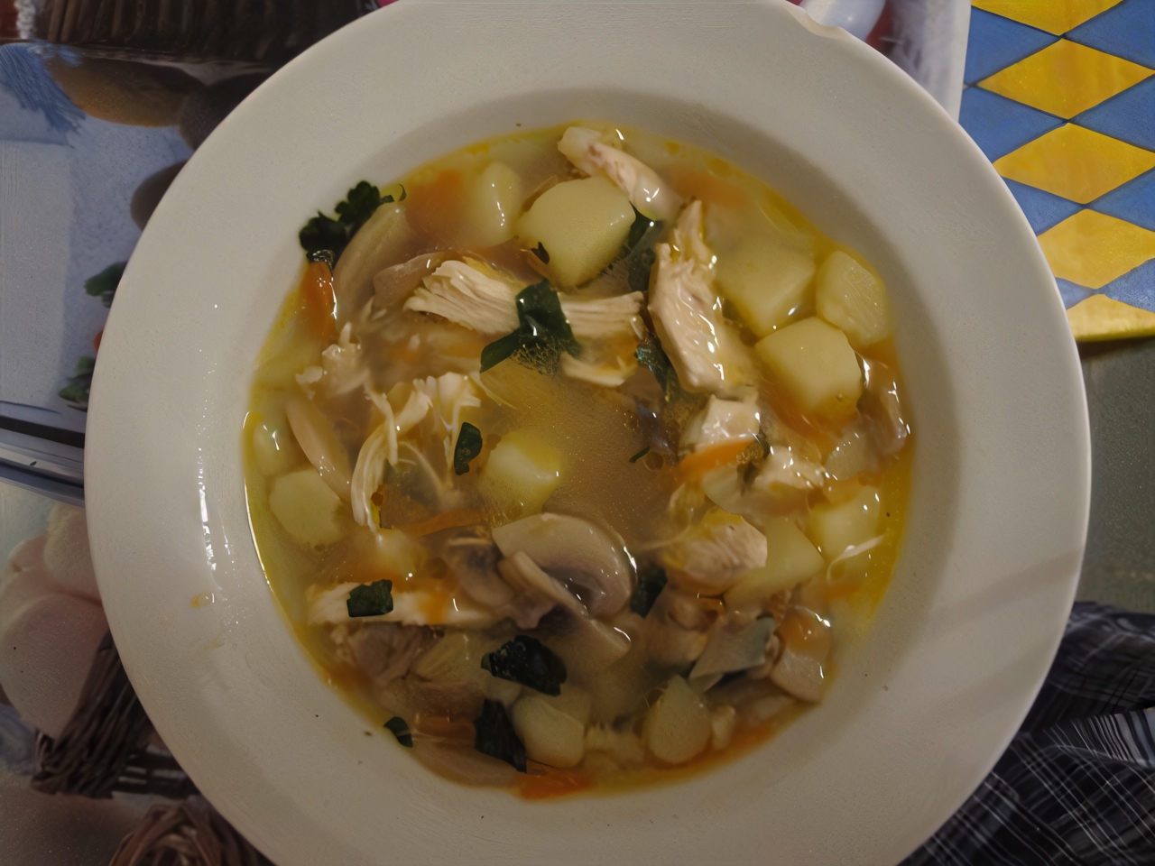 Суп-пюре с грибами и курицей