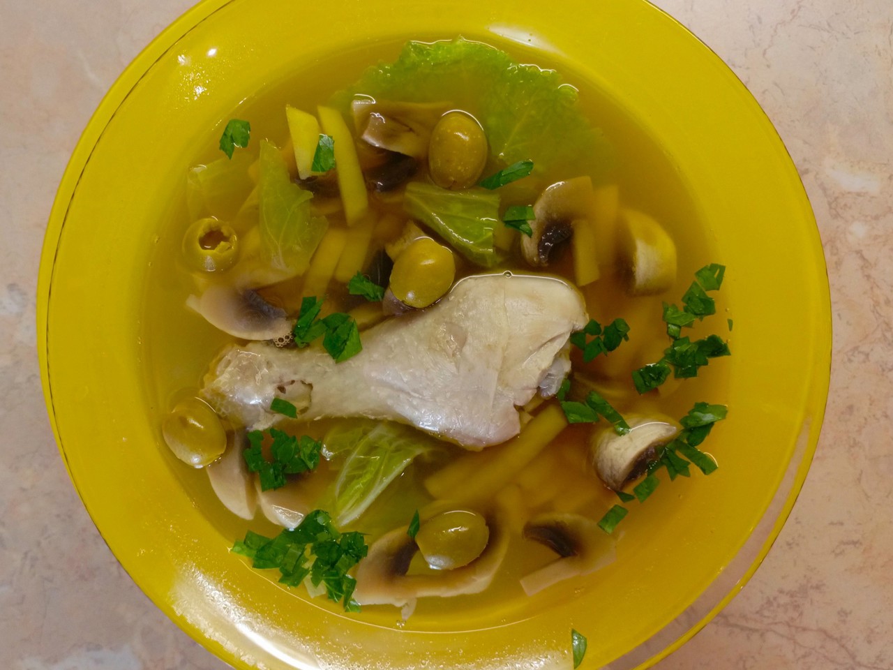 Chicken Soup with Potatoes and Mushrooms