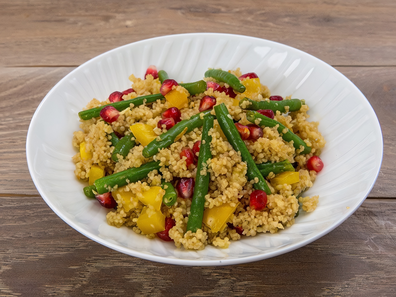 Couscous with Beans, Pomegranate, and Bell Pepper