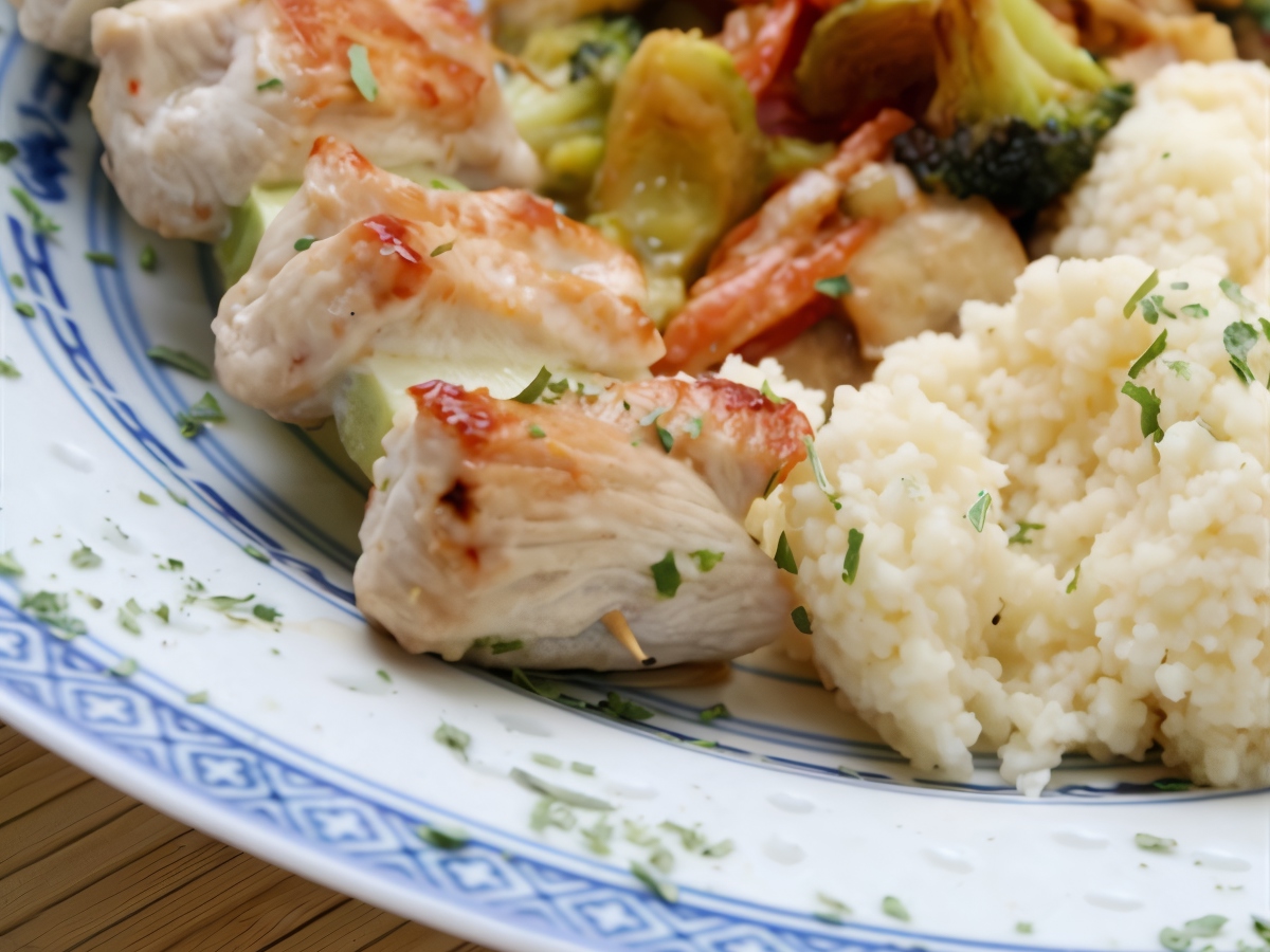 Couscous with Turkey in Cream Sauce