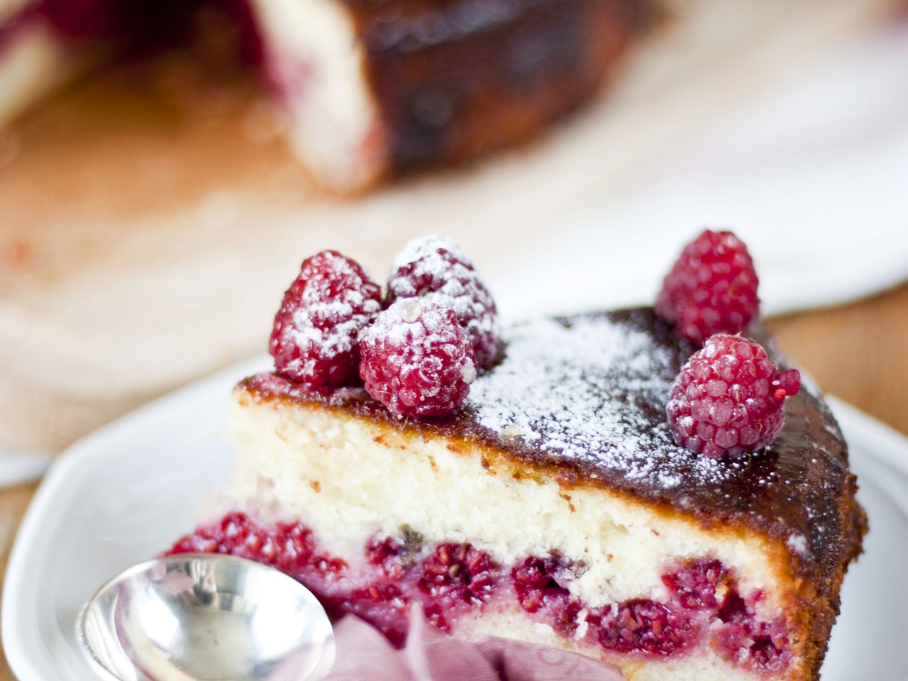 Lime Cake with Fresh Raspberries