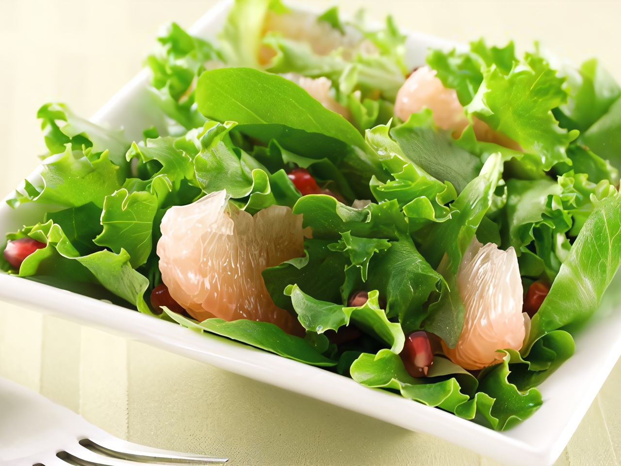 Lettuce with Watercress, Pomegranate, and Toasted Almonds