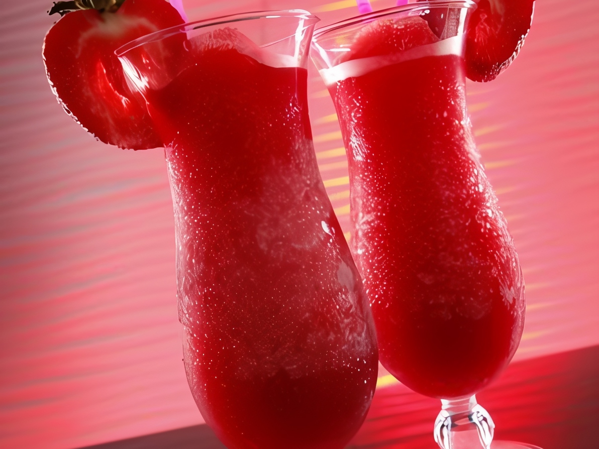Icy Watermelon Cocktail with Strawberry