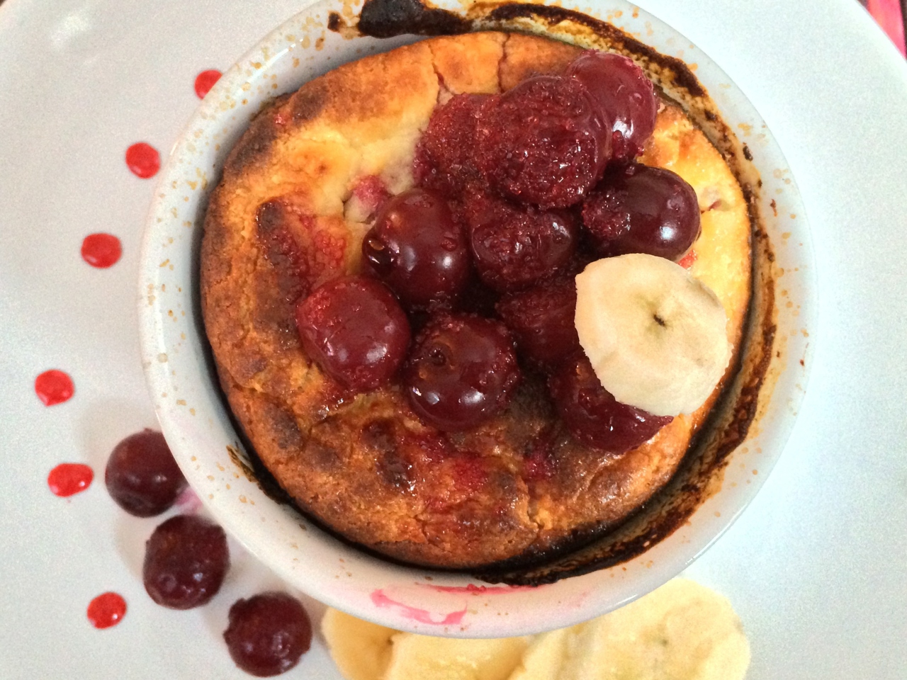 Light Cottage Cheese Casserole with Cherries