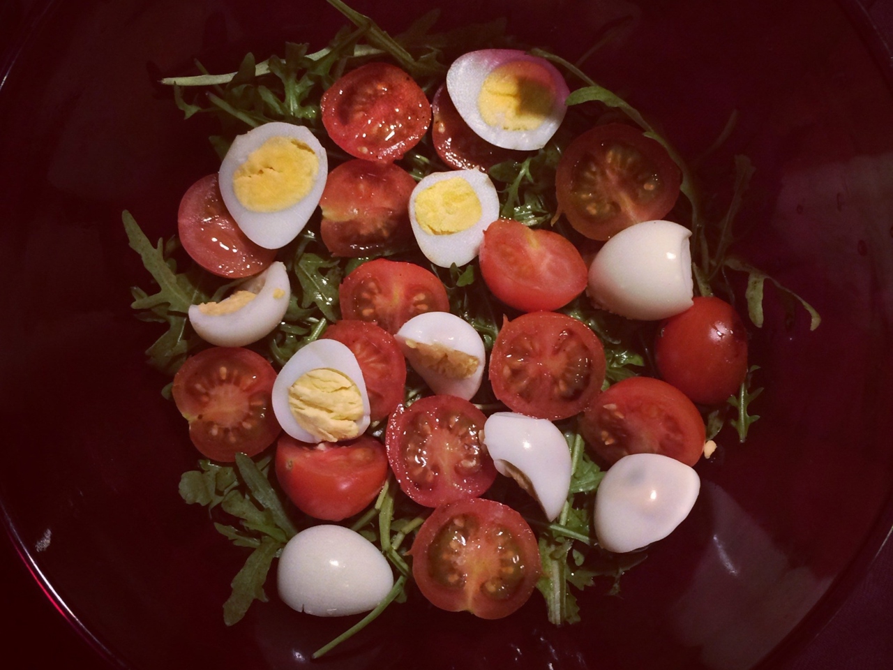 Light Arugula Salad with Quail Eggs