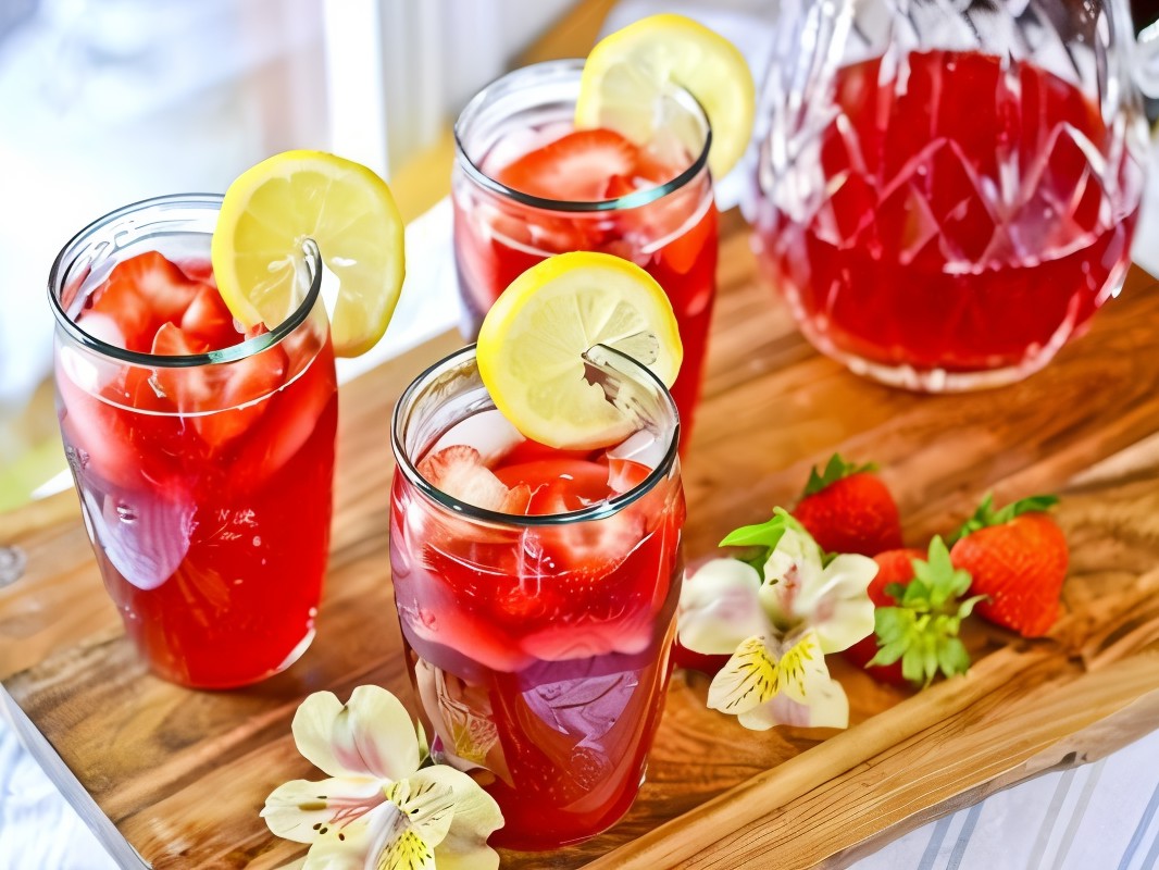 Hibiscus Tea Lemonade with Strawberries