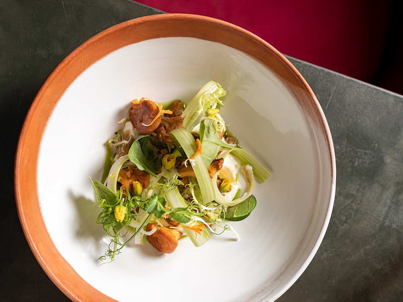 Chanterelles with Mashed Potatoes and Young Celery