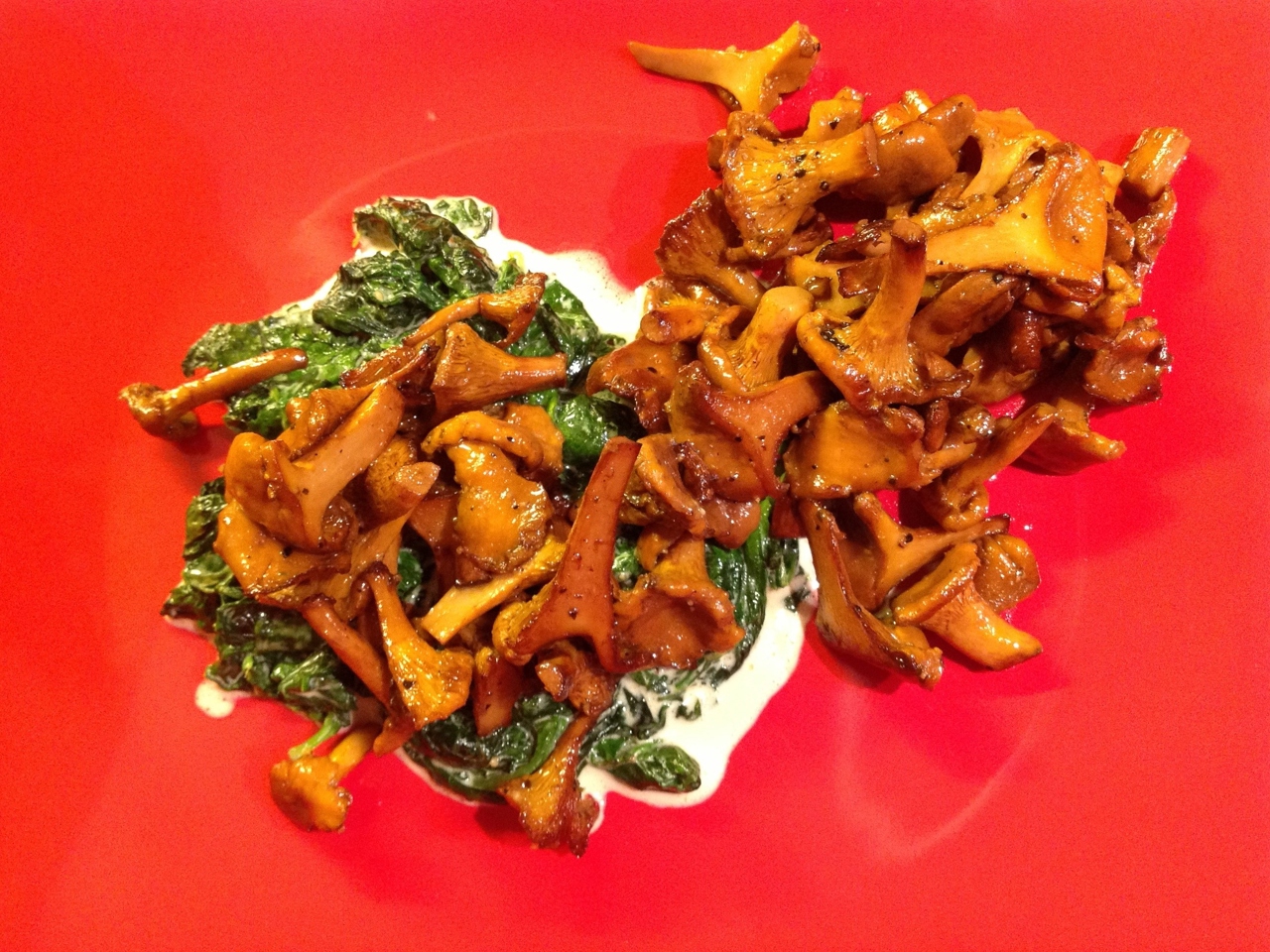 Chanterelles with Spinach