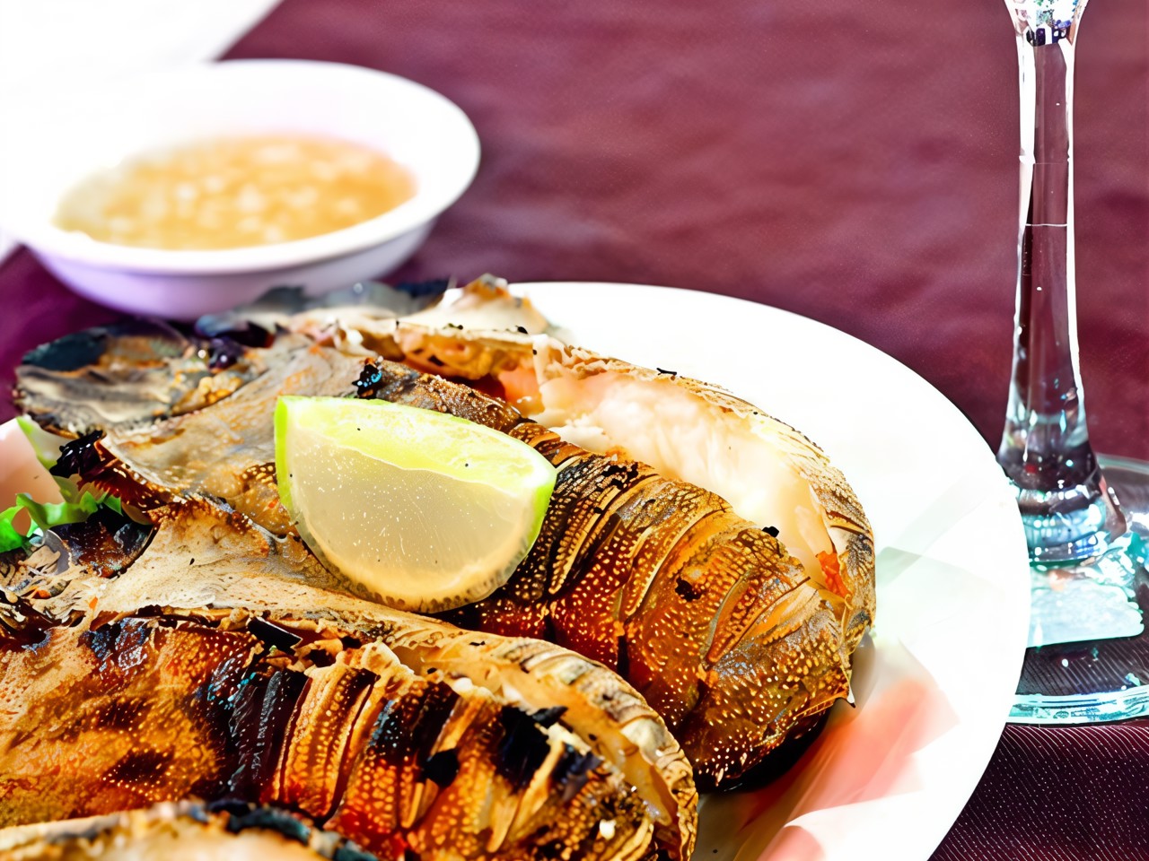 Lobster in Lemon Butter Sauce with Grilled Lemons
