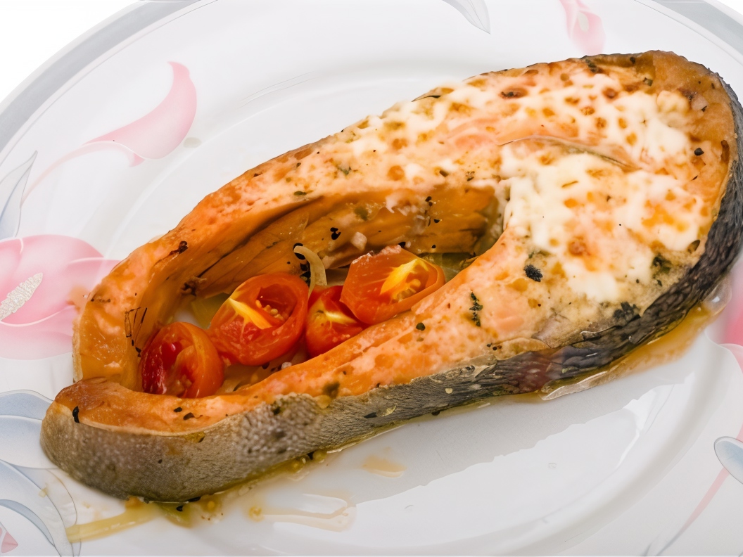 Salmon on a Bed of Roasted Tomatoes