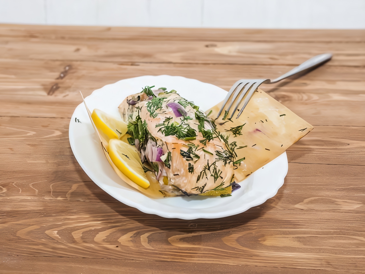 Salmon with Lemon, Baked in Grill Paper