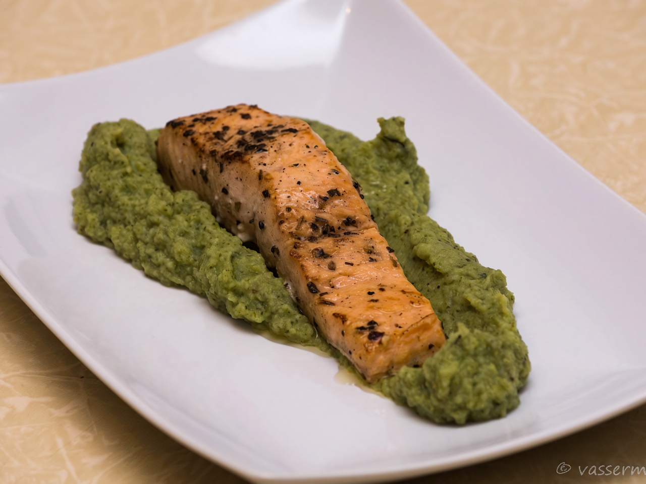Salmon with Herbes de Provence and Broccoli Puree