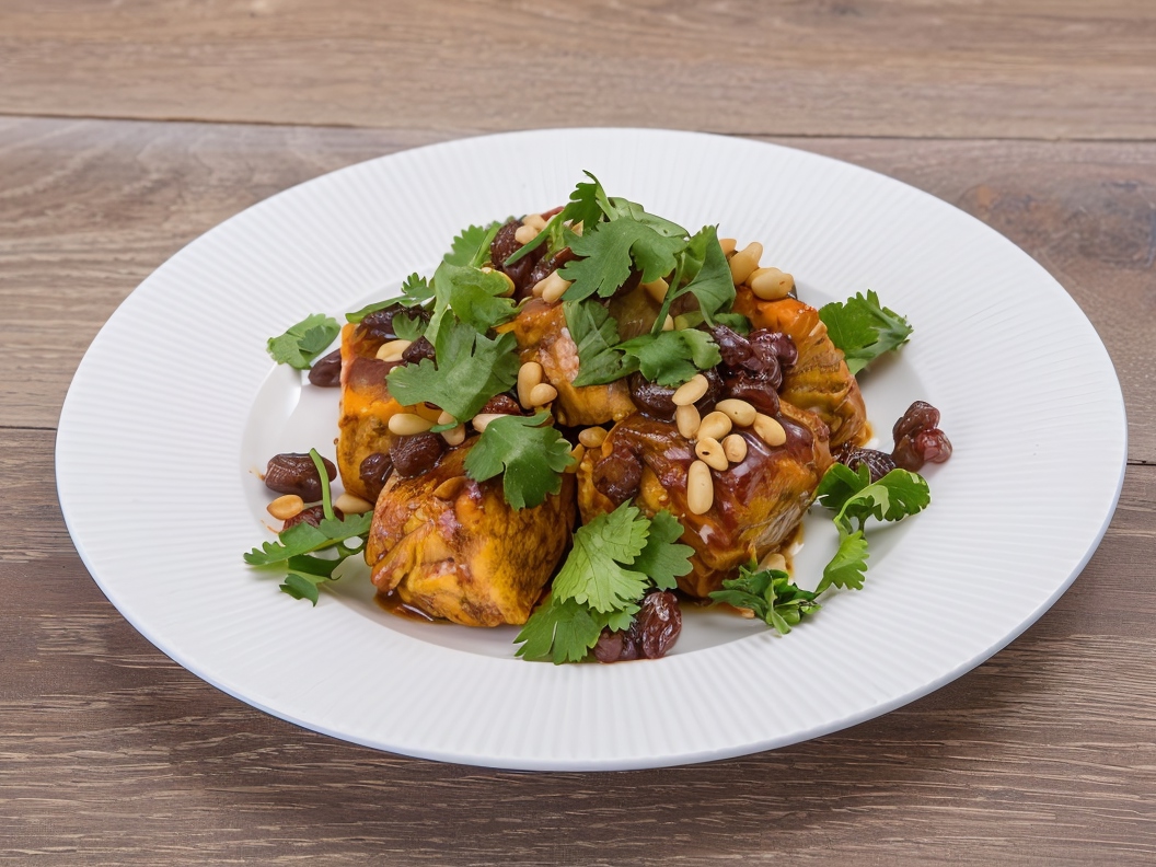 Salmon with Saffron and Pine Nuts