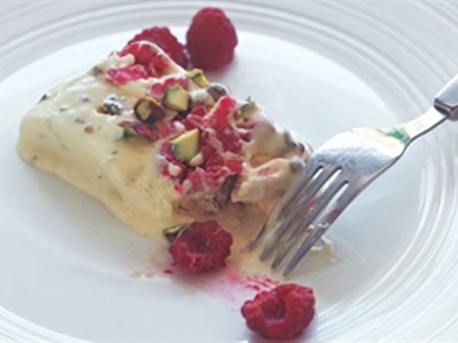 Raspberry-Pistachio Semifreddo with Rose Water