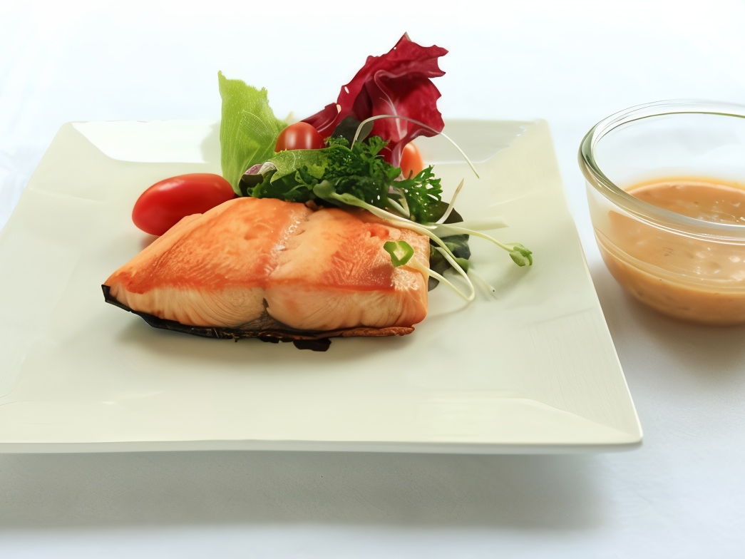 Marinated Salmon in Sake and Wasabi with Aromatic Sauce