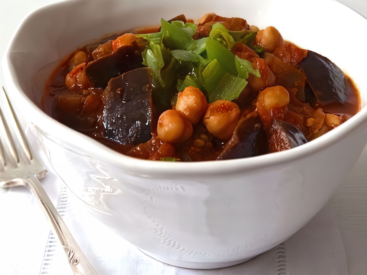 Moroccan Stewed Chickpeas with Eggplant