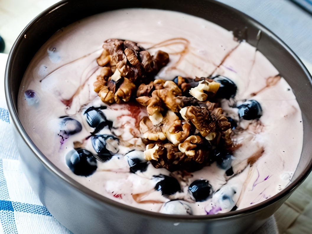 Mascarpone with Warm Berries and Walnuts