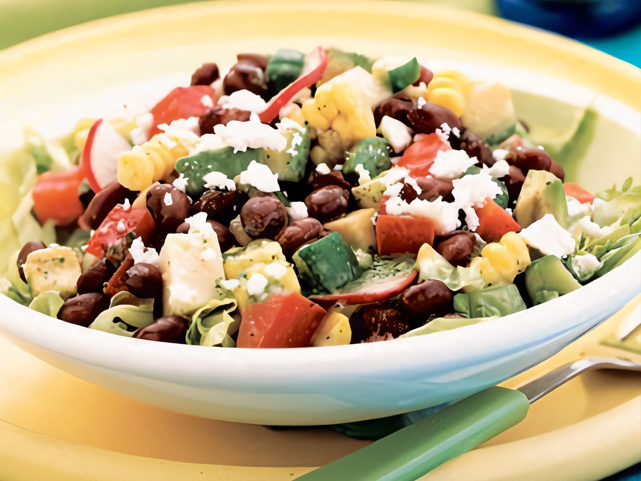 Mexican Salad with Feta Cheese and Black Beans