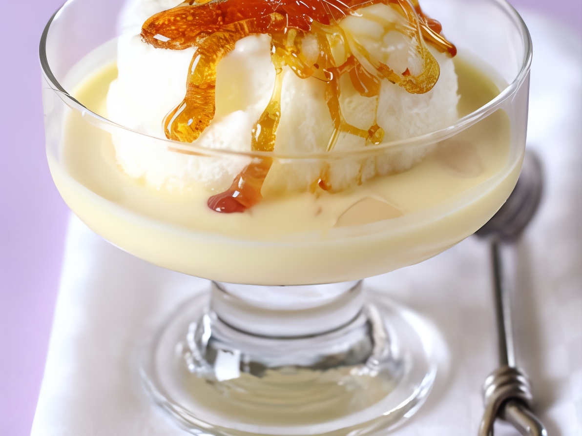 Meringues with Delicate Cream and Caramel