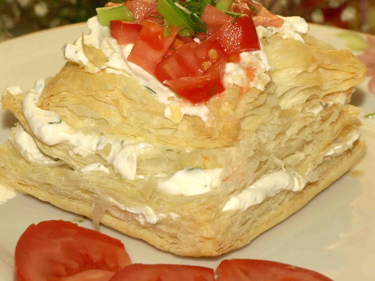 Millefeuille with Feta, Yogurt, and Herbs