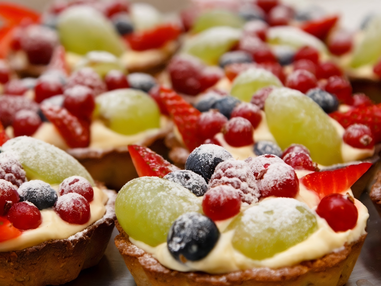Almond Tartlets with Fruit Custard