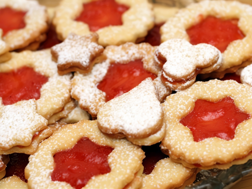 Almond Cookies with Cinnamon, Cardamom, and Raspberry Jam