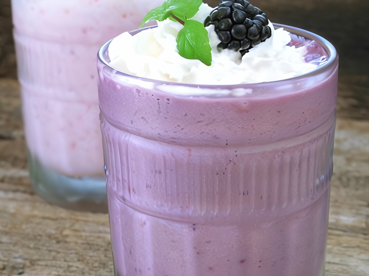 Milkshake with Honey and Blackberries