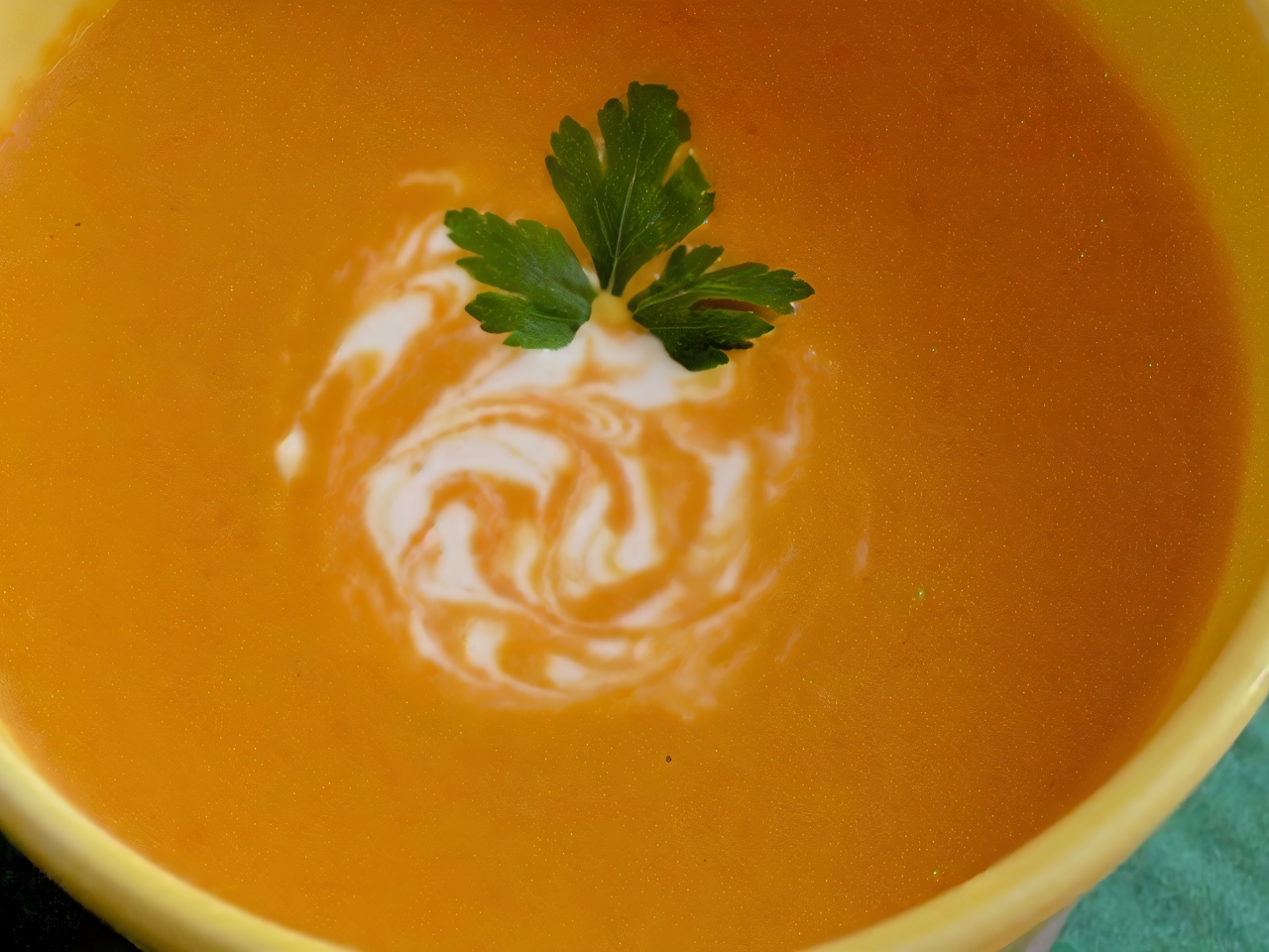 Carrot Cream Soup with Croutons