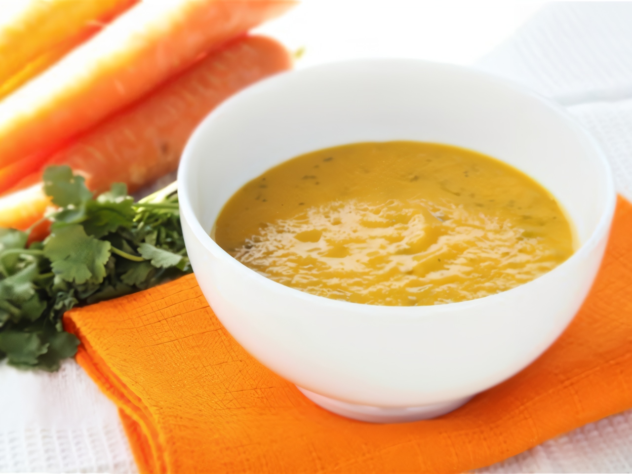 Carrot Soup Puree with Spices and Red Lentils