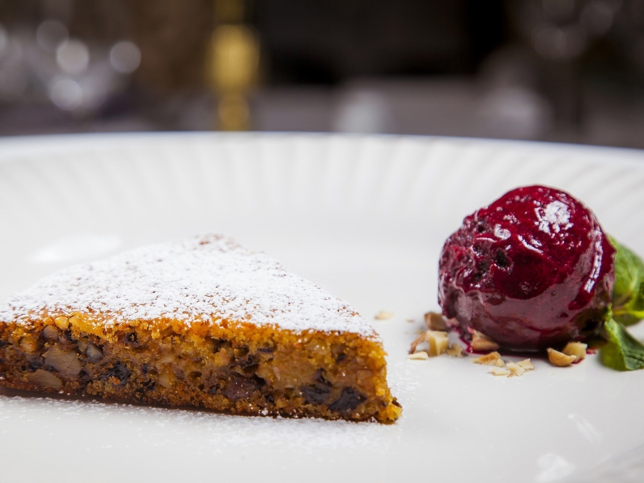 Carrot-Orange Cake with Blackcurrant Sorbet