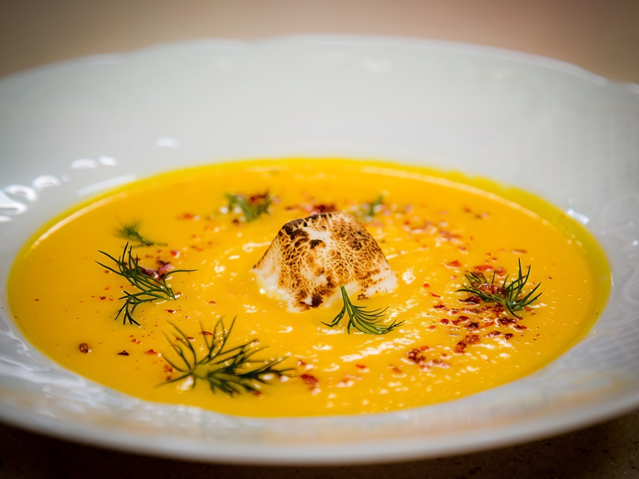 Carrot-Ginger Soup with Marshmallow